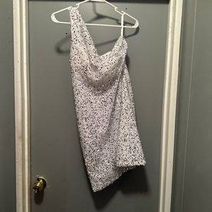 only worn once! little makeup stains on inside but not noticeable on outside!